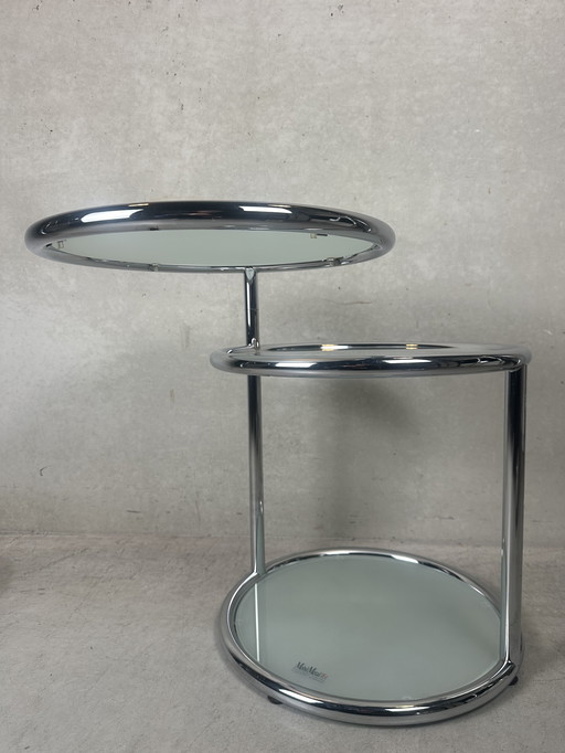 Table d'appoint italienne postmoderne en chrome et verre - MobilMetal