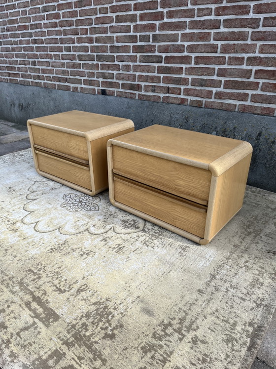 Ensemble vintage de commodes en chêne clair style Space Age années 1970 – Wood (photo 3 of 15)