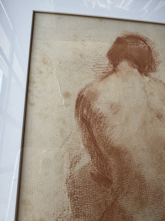 Image 1 of Antique nude sanguine drawing by Marcel Roche