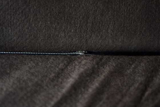 Image 1 of Vintage Mid-Century Modern German Brutalist 2-Seater Brown Leather Bed Sofa, 1970s