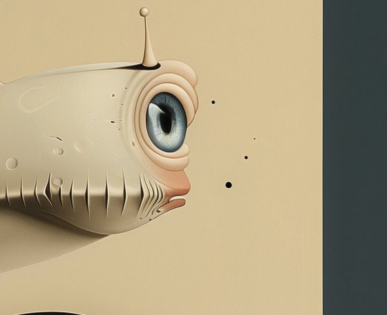 Image 1 of *** Edizione unica. *** Giclée di alta qualità***. Monsieur Escargot e la dualità del divenire ***