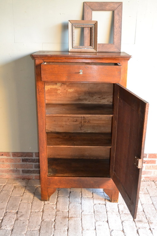 Antique Oak Wood Spindle Cupboard, Bread Cupboard