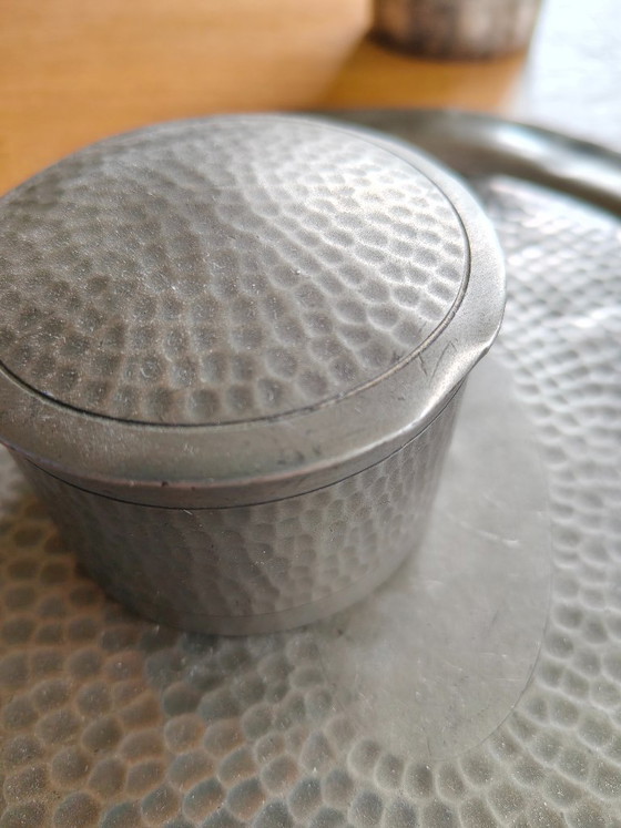 Image 1 of Set da fumo antico in peltro C.K.L. composto da 4 pezzi.
