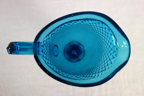 Vintage blue cut glass pitcher – Table accessories (photo 6 of 10)