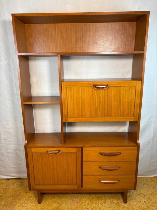 Mid-Century Retro Vintage Room Divider / Shelving. Unit by Stonehill -  Stateroom Range 1970s.   Cocktail Flap • Drawers • State