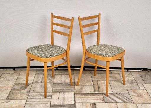 Juego de 4 sillas de comedor, TON, década de 1960, Checoslovaquia