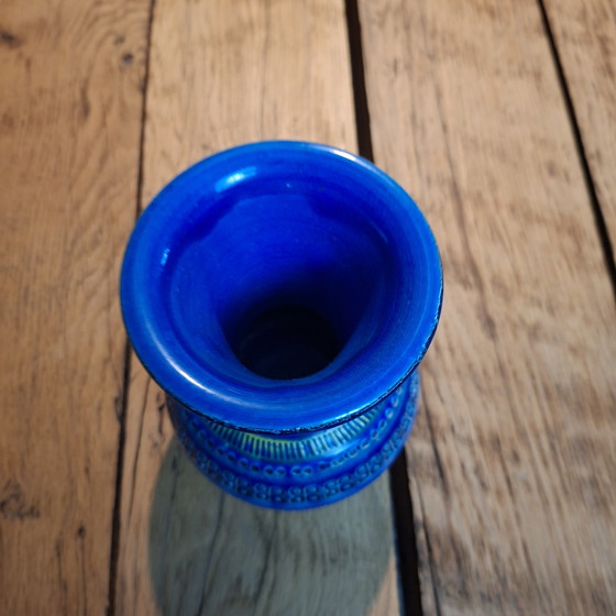 Image 1 of Blaue Vase von Bitossi Ceramiche Aldo Londi Rimini