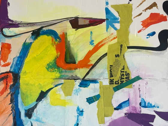 Image 1 of 1 Dipinto acrilico con parte collage su tela