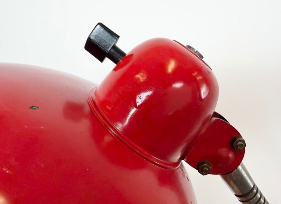 Large Red Industrial German Workshop Table Lamp From Helo Leuchten, 1950s – Chrome, Iron (photo 7 of 25)