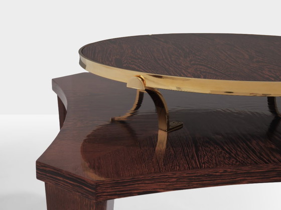 Image 1 of Par de mesitas auxiliares de wengué y latón de Alberto Pinto, década de 1990.