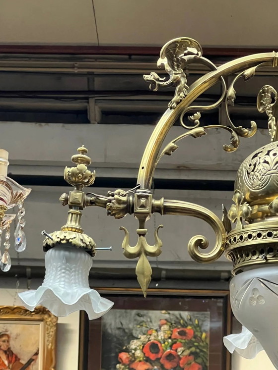 Magnifico lampadario antico in stile gotico. – Bronze, Crystal (photo 4 of 10)