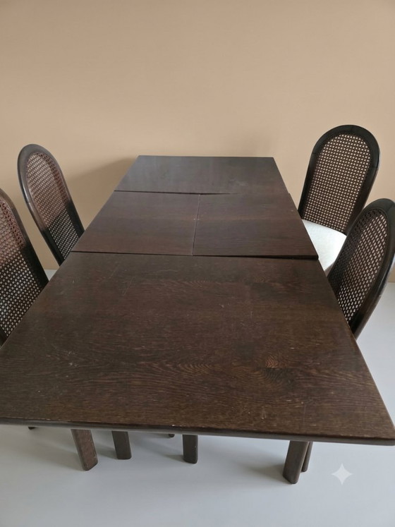 Tavolo da Pranzo Allungabile Casala Mid-Century & 4 Sedie da Pranzo in Webbing – Set da pranzo, Wood (photo 5 of 7)