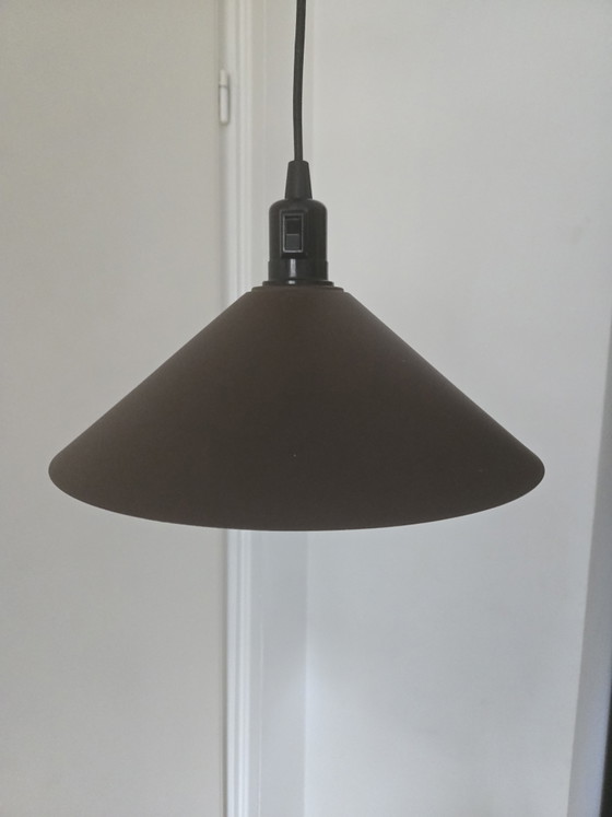 Image 1 of Lampada a sospensione conica marrone opaco anni '70/'80
