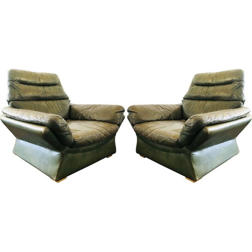 Paar alte Ledersessel von Gimson und Slater, 1970