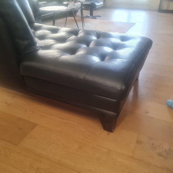 Image 1 of Set of 2 Roche Bobois black leather sofas, can be sold separately