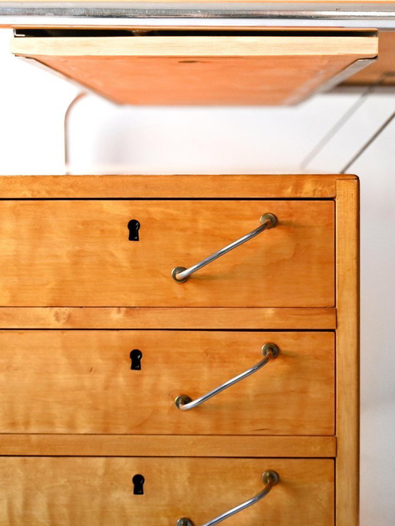 Image 1 of Skandinavischer Schreibtisch aus Birke und Stahl von Mücke & Melder, 1930er Jahre