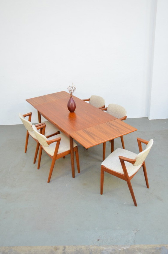 Image 1 of Vintage dining table, kitchen table, teak, mid-century, 60s/70s, extendable, retro