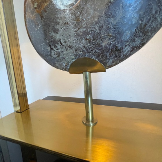 Lampe vintage Hollywood Regency Ammonite en laiton doré et bois laqué noir de Maison Jansen, 1970 (photo 6 of 19)