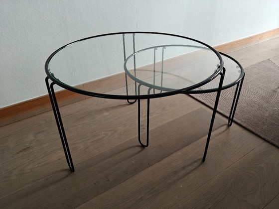 Image 1 of Set of vintage glass coffee tables / nesting tables – Italian design