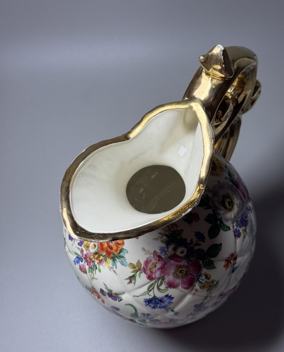 Image 1 of Boch Frères La Louvière Keralux Kruikvaas “Fleurs de Saxe” — België, Late Art Deco Periode