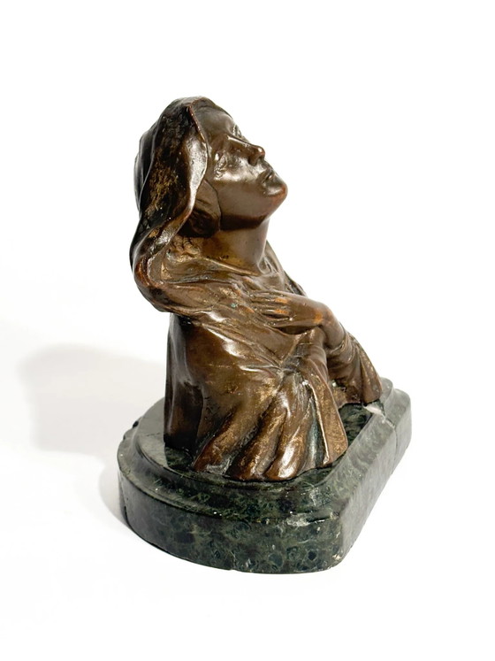 1950s Bronze Madonna Sculpture with Marble Base (photo 3 of 6)