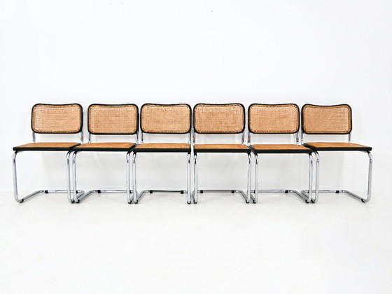 Image 1 of Eetkamerstoelen stijl B32 van Marcel Breuer, set van 6