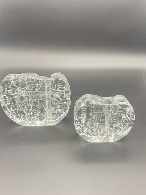 2 Solifleur Ice Glass Block Vases