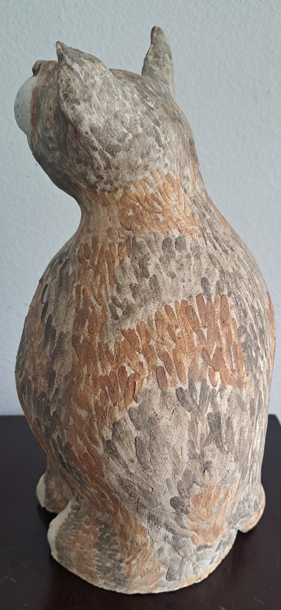 Image 1 of Scultura di gatto in ceramica, realizzata a mano.