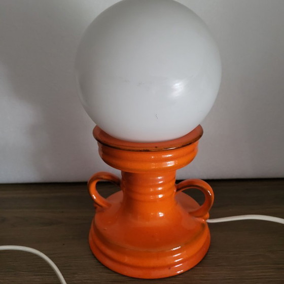 Image 1 of Lampe a poser en céramique orange  space age,1960-70, West Germany 