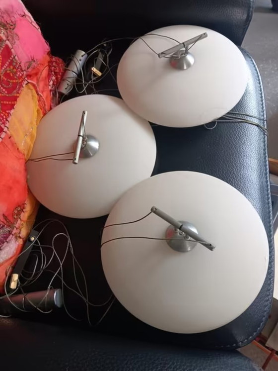 Image 1 of Design hanglamp ´Snake´, 3 kappen, alu & glas, inkoop €1500+