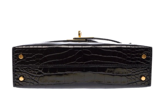 Image 1 of Borsa HERMES Kelly Mini en Cuirs exotiques Noir - 103471