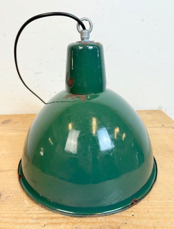 Image 1 of Lampada a sospensione in smalto verde industriale, anni '60