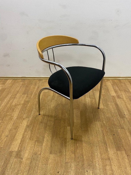 Image 1 of Set da pranzo, stile metà secolo, struttura in tubi cromati, anni '70