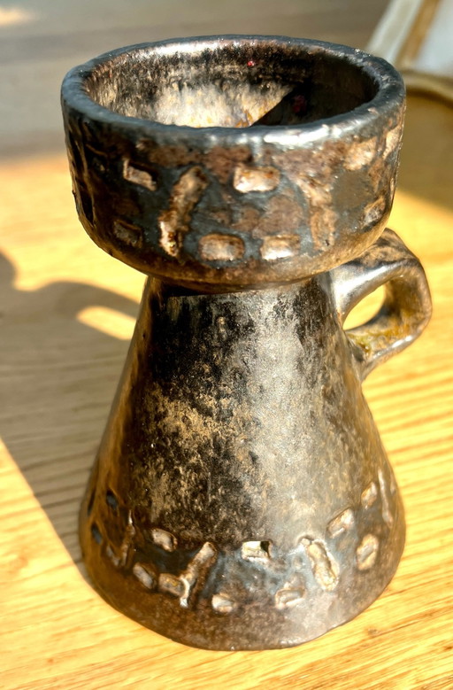 Seltene brutalistische Studiokeramik-Vase von Johannes Leßmann für Margarethenhöhe Essen (1920er/1930er)