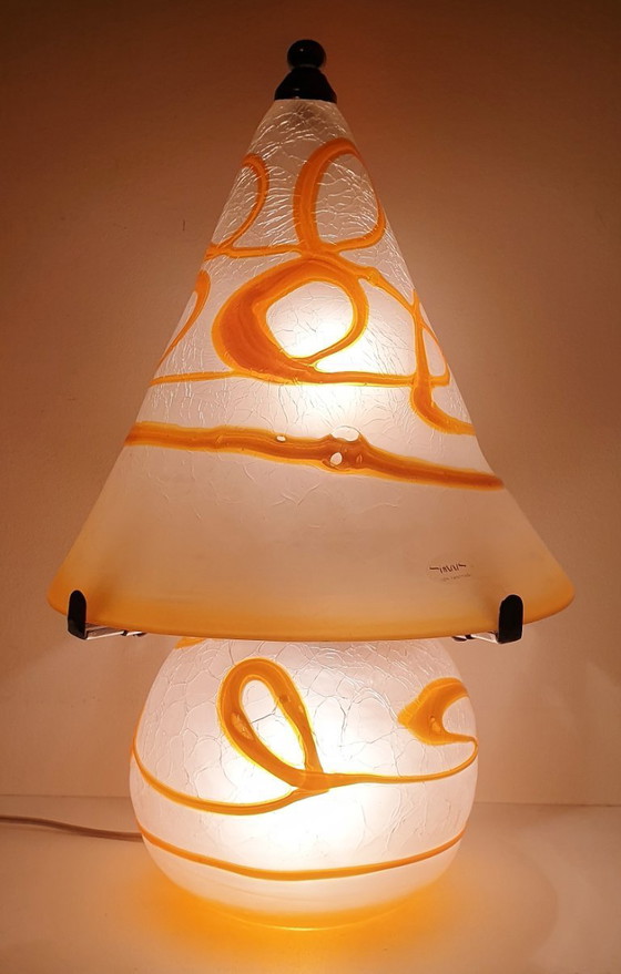 Image 1 of Lampada da tavolo vintage a forma di fungo Simais fatta a mano