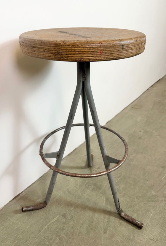 Image 1 of Grey Industrial Workshop Stool, 1960s