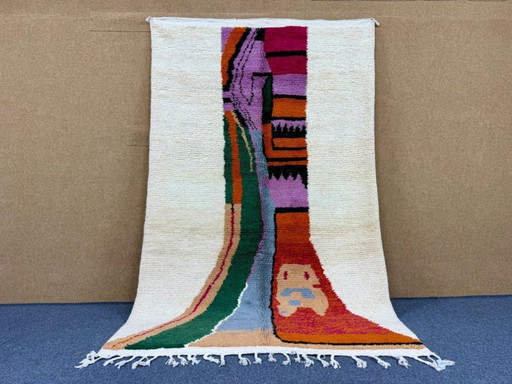 Authentic Azilal rug 250cmx150cm Berber Rug – Handcrafted Wool Area Rug for Living Room – Traditionally Rugs – Colored Area R