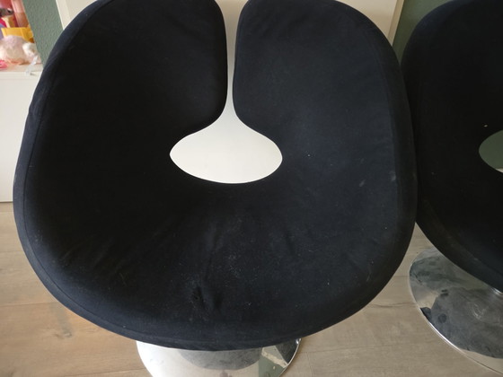 2x Design Stühle, Sessel, Metall, Stoff, Schwarz (Foto 5 von 6)