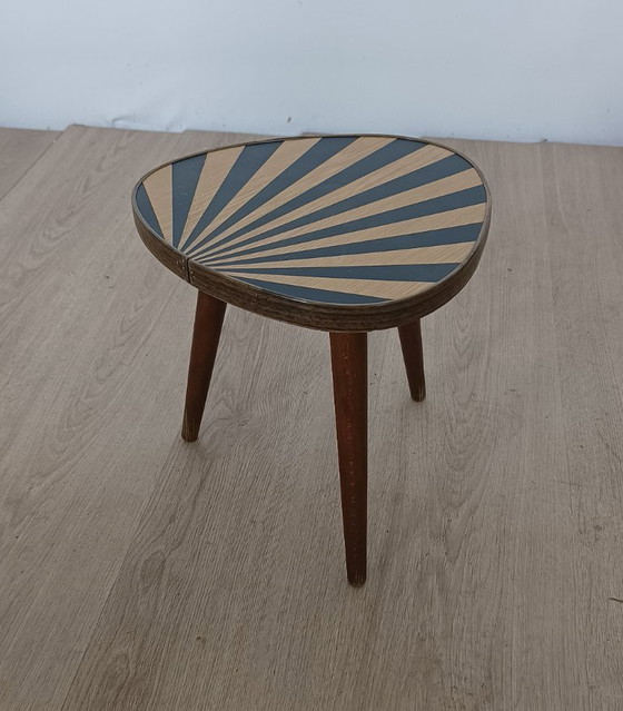 1950s Side Table with Setting Sun Motif – Wood (photo 7 of 8)
