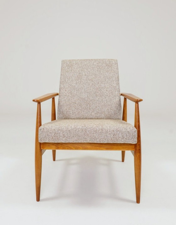 Image 1 of Vintage fauteuil etnische stijl beige granola bekleding stof ontwerp van H.Lis