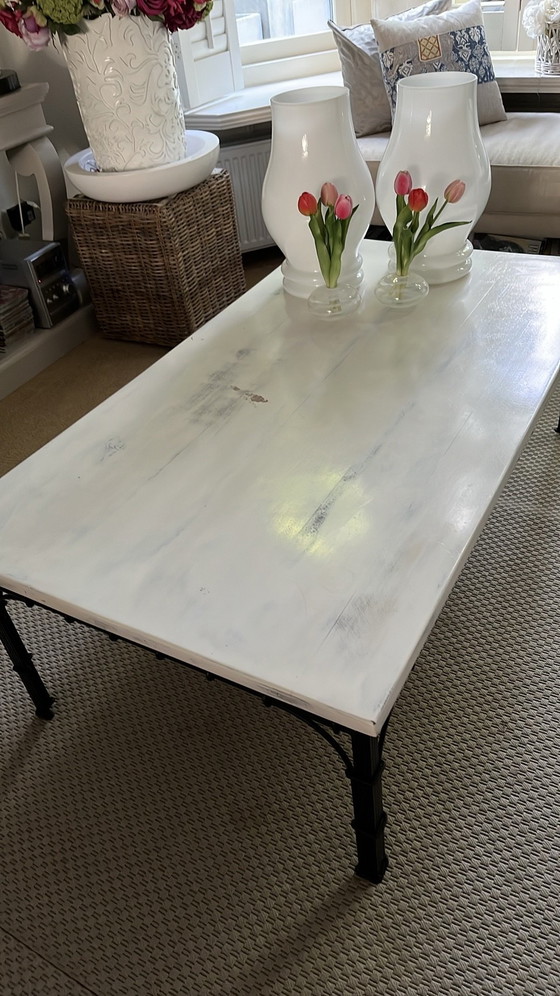 Solid wood Coffee table with knotted iron base, Black (photo 4 of 5)