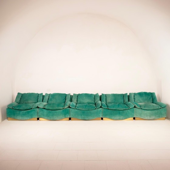Luciano Frigerio Italiaanse Moderne Suède Fauteuils voor Frigerio Di Desio 1970 – Modulaire banken, Suede (photo 10 of 26)