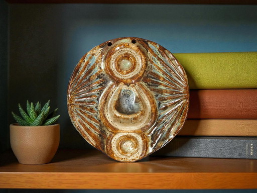 Mirostowice A. Zając Keramik Wandplatte Ø22cm – 1960s Mid Century Modern Polish Glazed Ceramic Wall Art