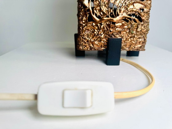 Image 1 of Lampada da tavolo brutalista con paralume in rame di Aimo Tukiainen per Oy Moonlight, Finlandia, anni '70