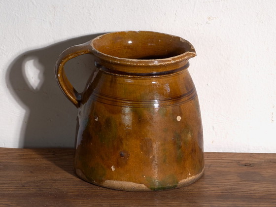 Antique folk glazed pottery jug – Central Europe, circa 1930 – Crockery, Rustic (photo 34 of 40)