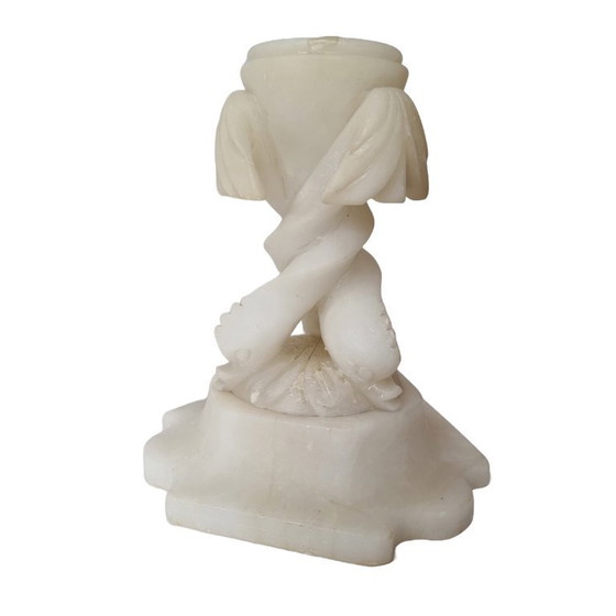 Image 1 of Antique alabaster tea light holder on base