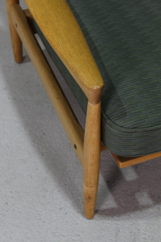 Image 1 of Vintage fauteuil Erik Wørts eiken, groen