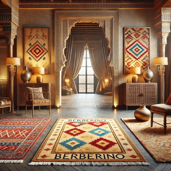 Image 1 of Handgemaakt Berber Tapijt – Modern Schaakpatroon (250x150 cm)