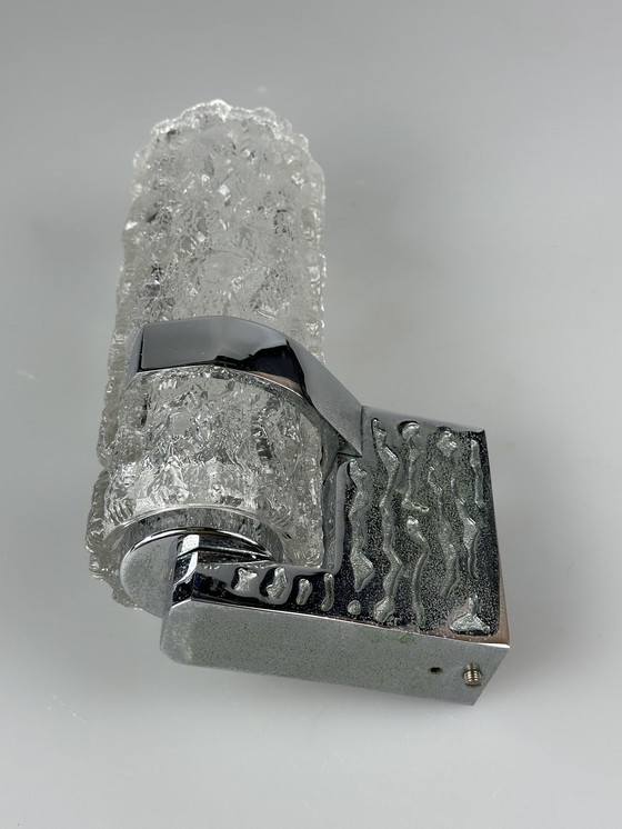 Image 1 of Applique des années 60 70 Applique en verre & chrome Brutalist Germany Design