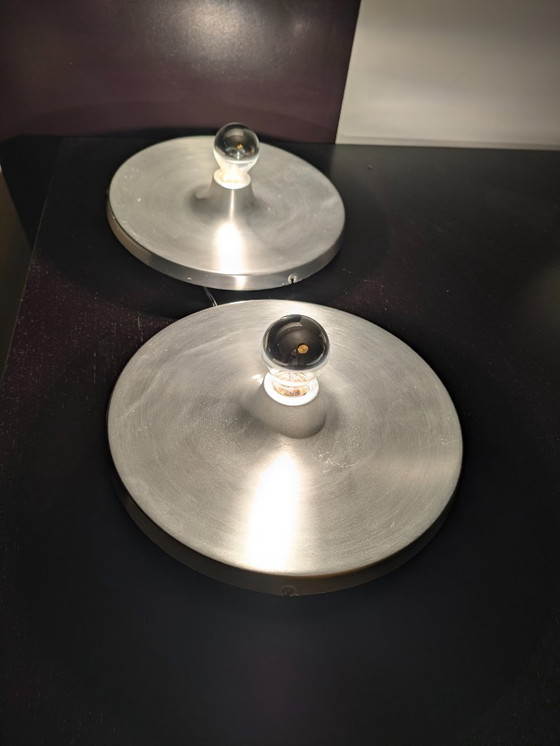 Plafonnier ou applique murale vintage style Space Age en aluminium brossé mat (photo 2 of 18)